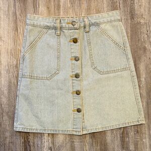 Denim Button-Front Skirt